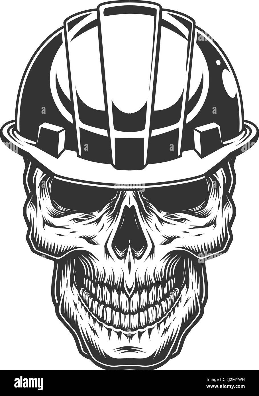 Skull in the miner helmet. Vector vintage illustration Stock Vector ...