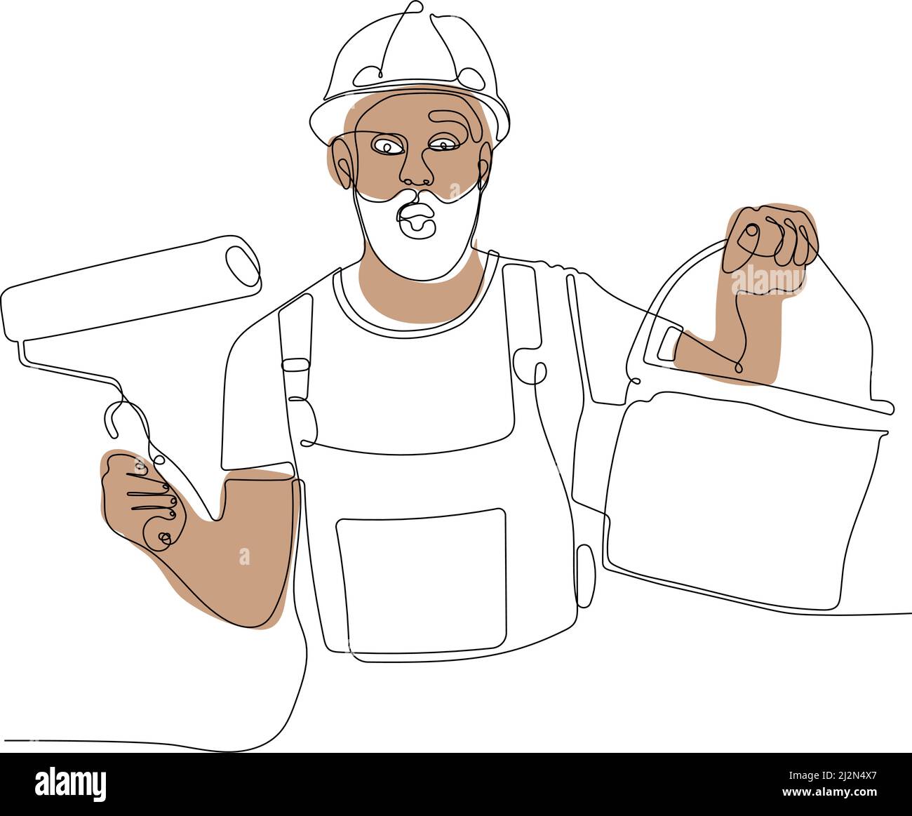 human hand holds paint brushes with pain Stock Vector