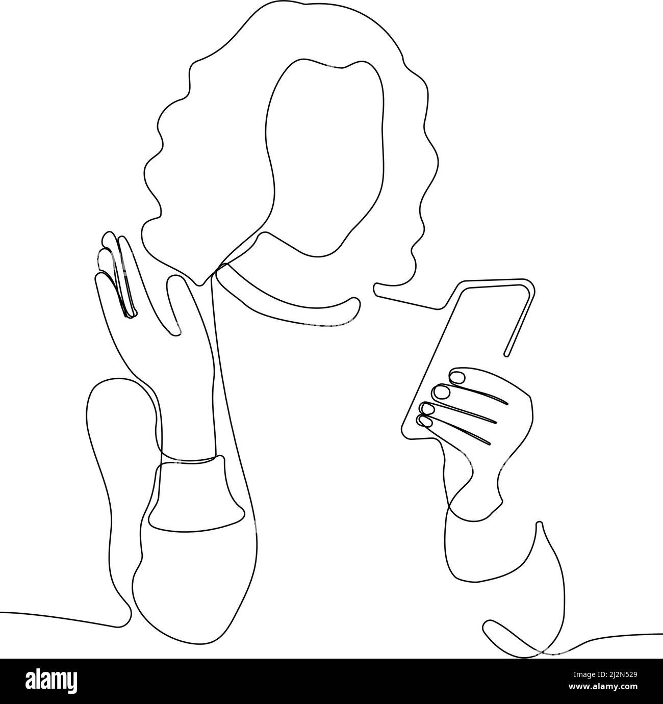 Young woman using smartphone to communicate Stock Vector