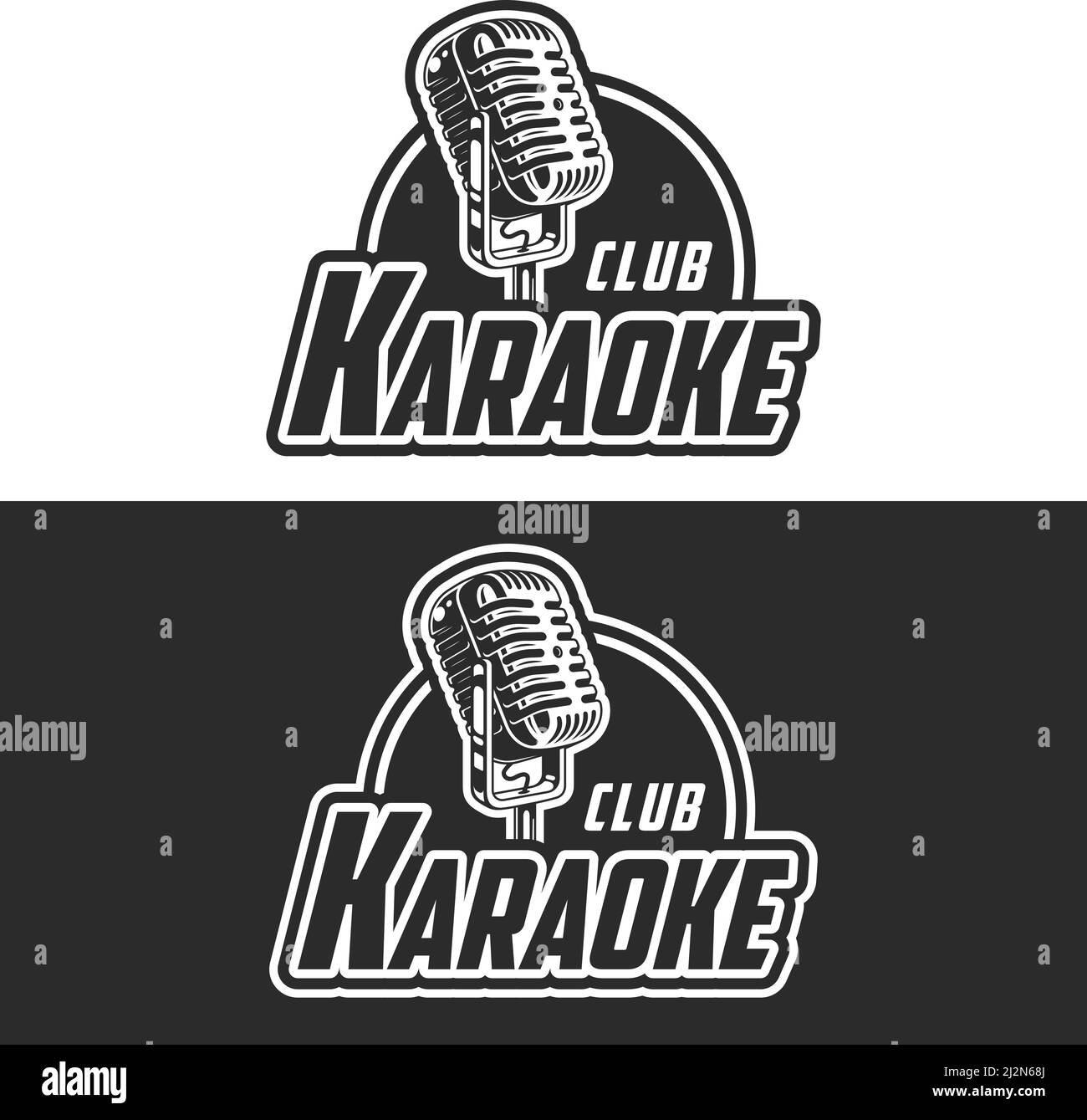 Shiny karaoke club vector label design. Karaoke music club label