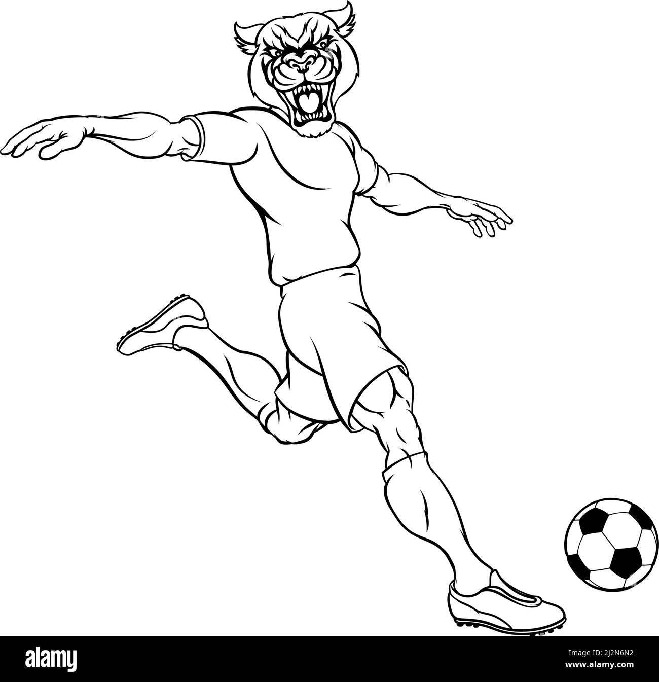Panther Soccer Football Player Sports Mascot Stock Vector