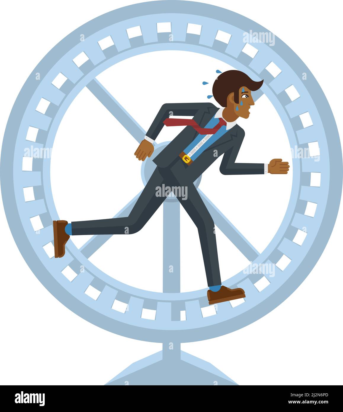 Tired Stressed Business Man Running Hamster Wheel Stock Vector