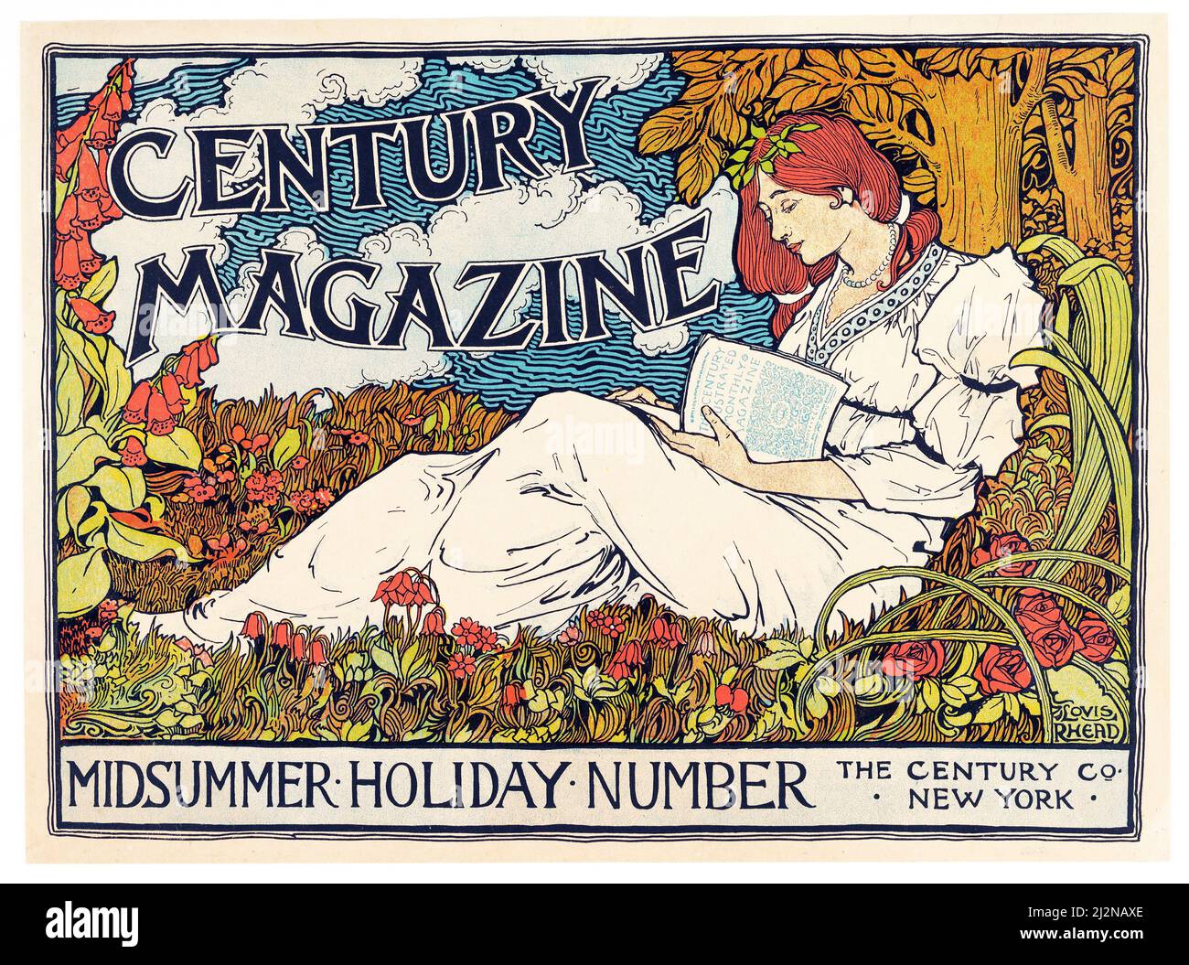 Louis Rhead artwork - Art Nouveau poster - Century Magazine Midsummer Holiday Number (1894). Stock Photo