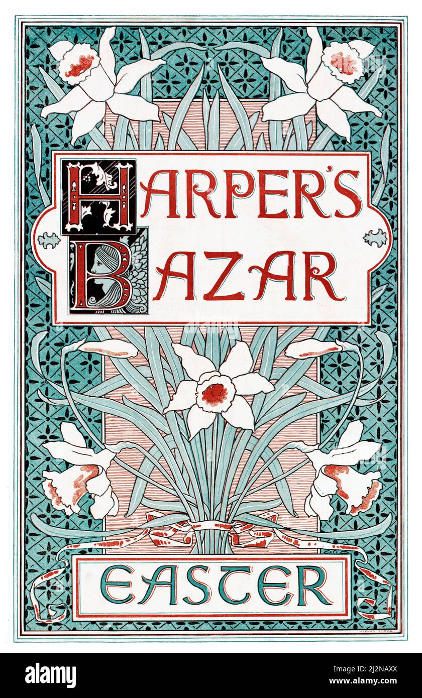 Louis Rhead artwork - Art Nouveau poster - Harpers Bazar, Easter (1890). Stock Photo