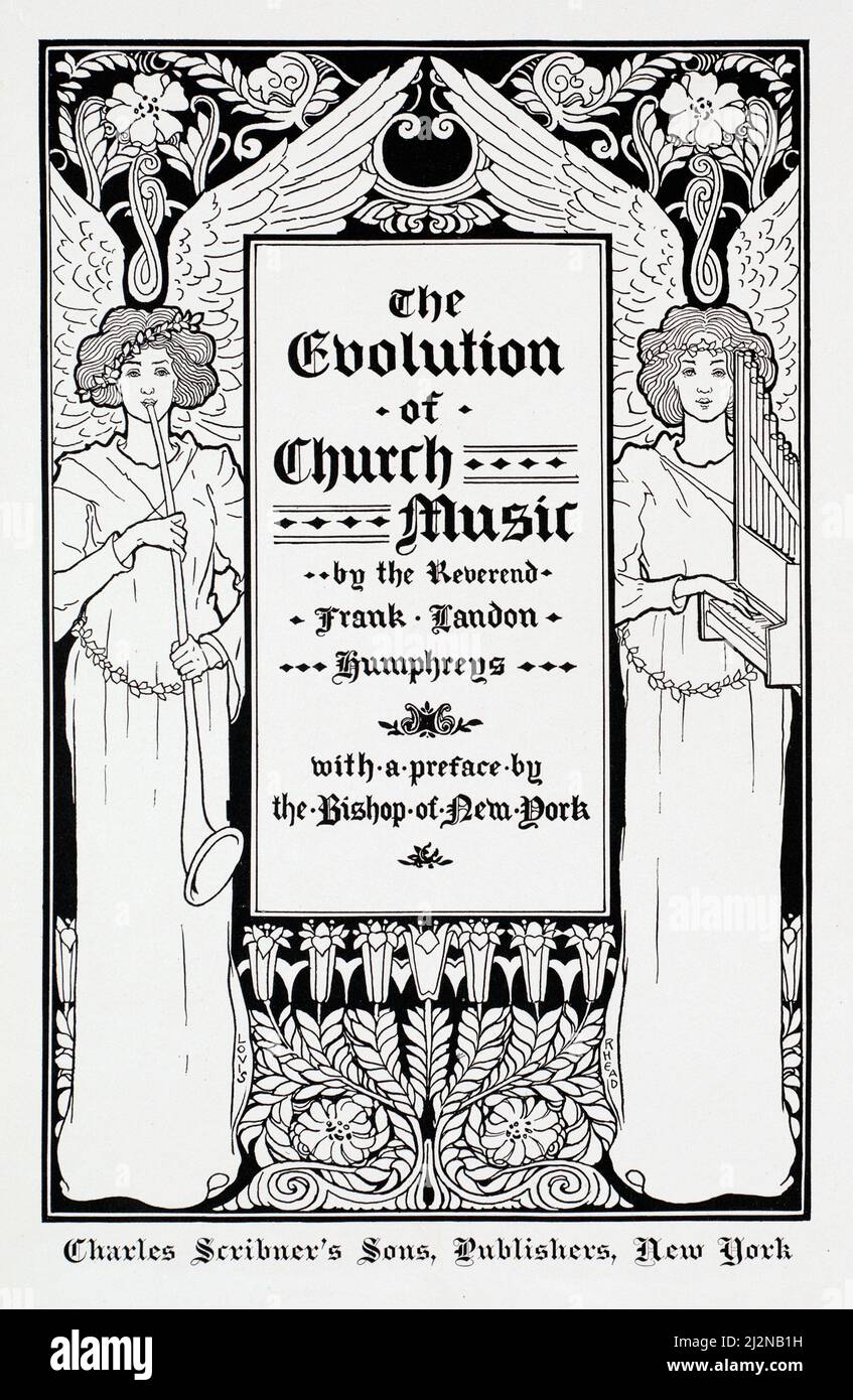 Louis Rhead artwork - Art Nouveau poster - The evolution of church music (ca. 1900). Stock Photo