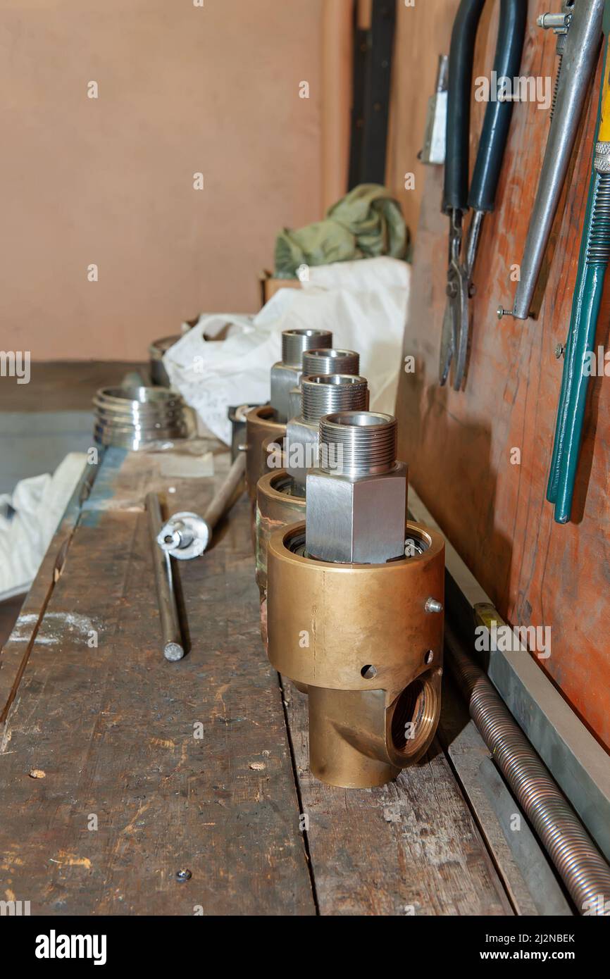 Finished metal parts. Metal products. Heavy industry. retro machines at ...