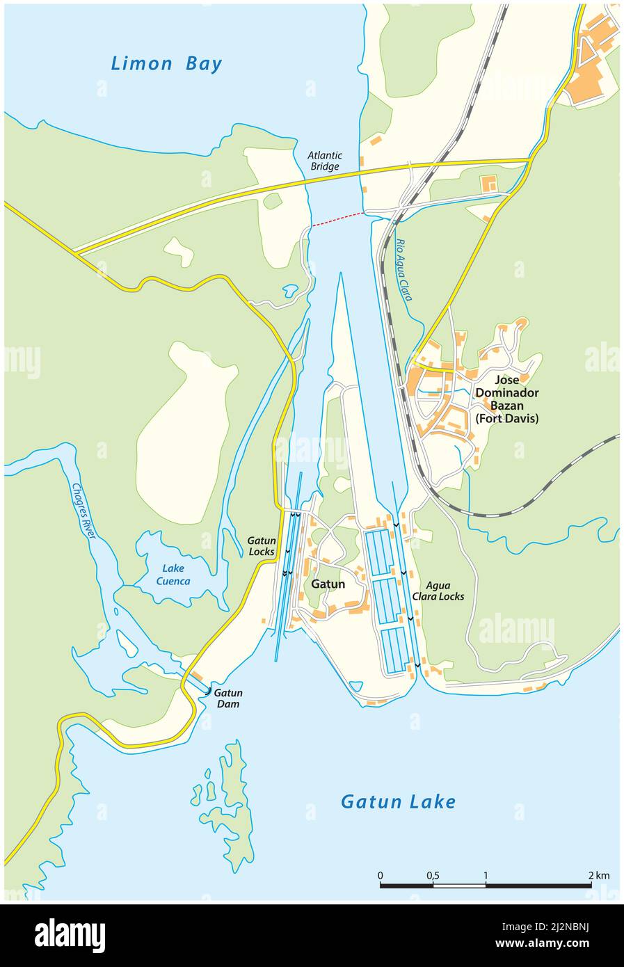 Vector map of the Gatun Locks in the Northern Panama Canal, Panama Stock Vector Image & Art Alamy