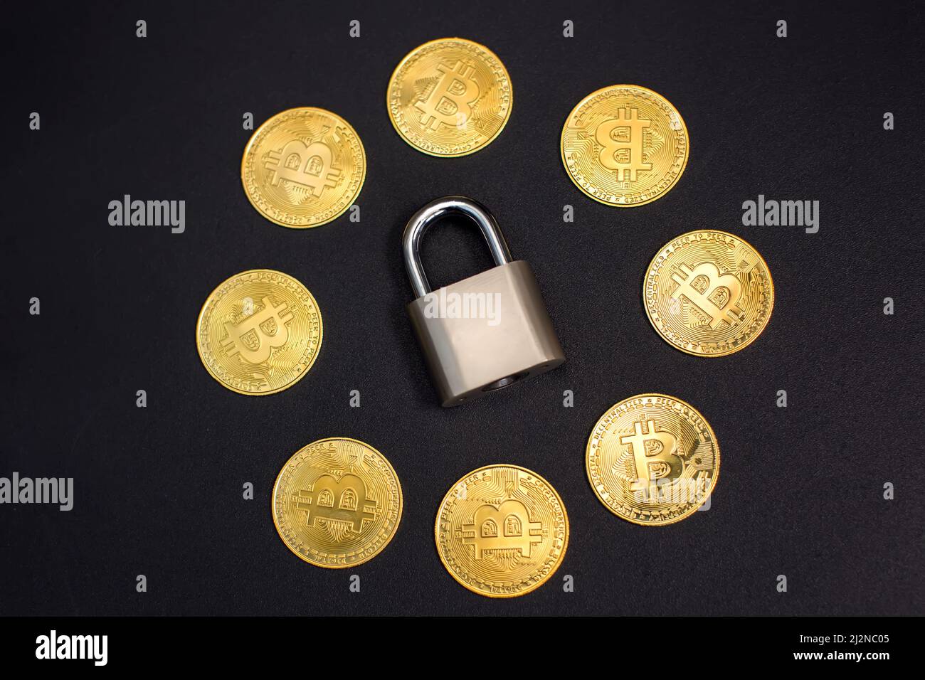 Bitcoin and lock. Cryptocurrency investment security and safety concept Stock Photo