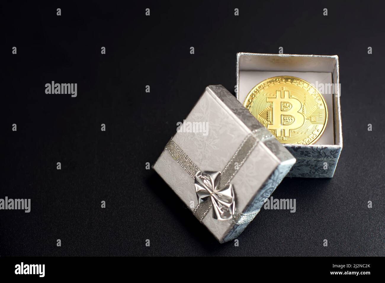 Bitcoin golden coin in a gift box the concept of crypto currency the best gift Stock Photo
