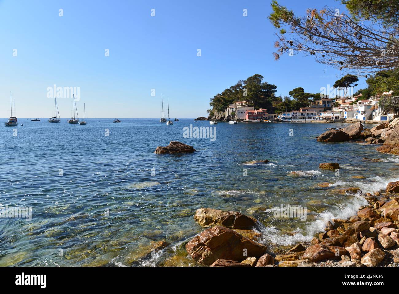 Anse Mejan with boats at anchorl Stock Photo - Alamy