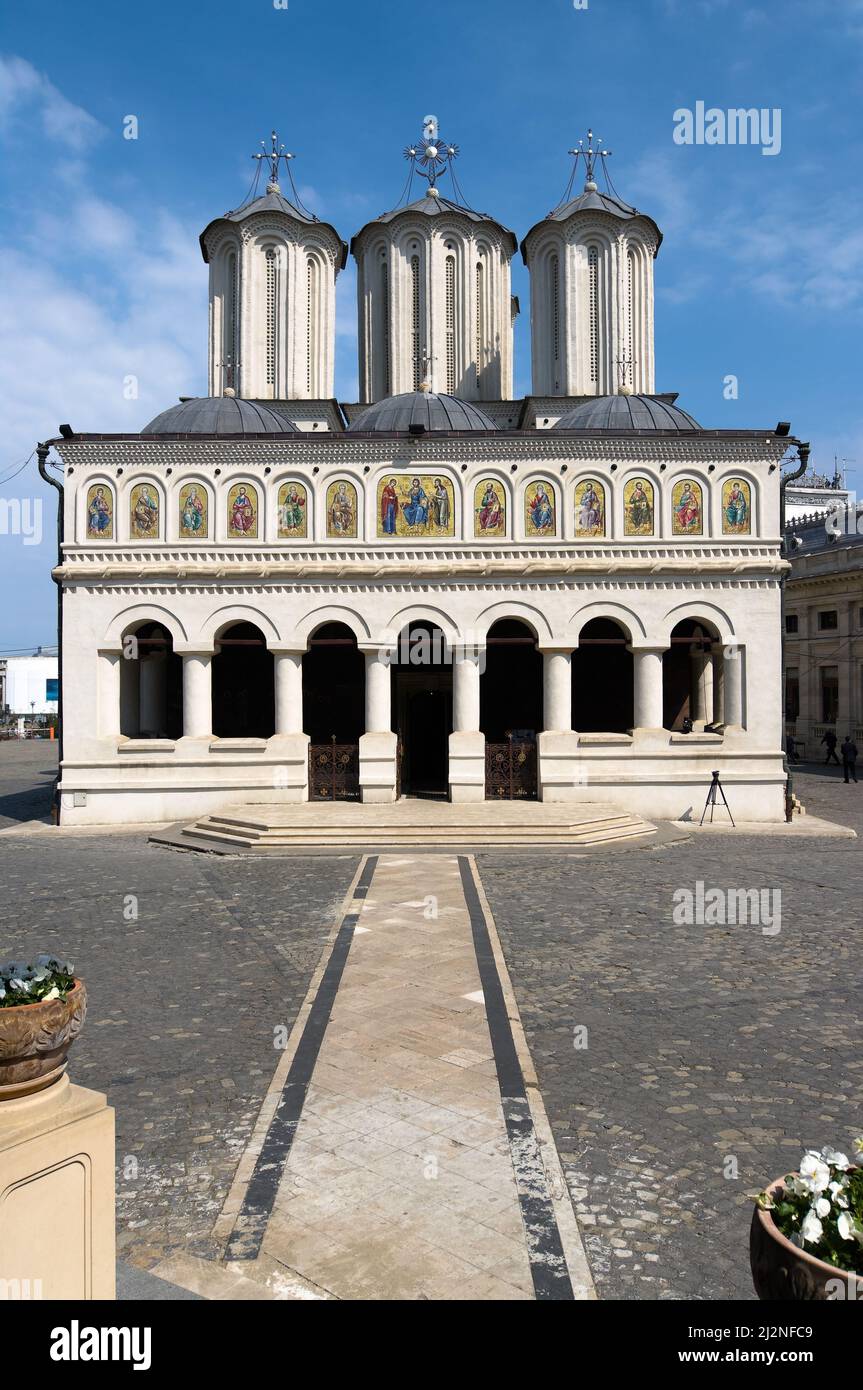 Patriarchal Cathedral built at the top of the hill Mitropoliei in 1665-1668 is the center of the Romanian Orthodox Christianity, Bucharest Stock Photo