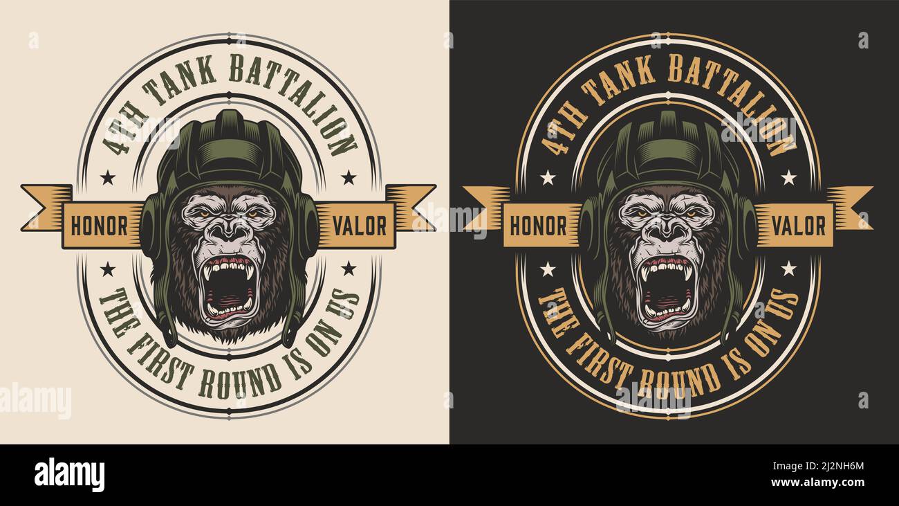 Apparel design with gorilla tankman. Vector illustration Stock Vector