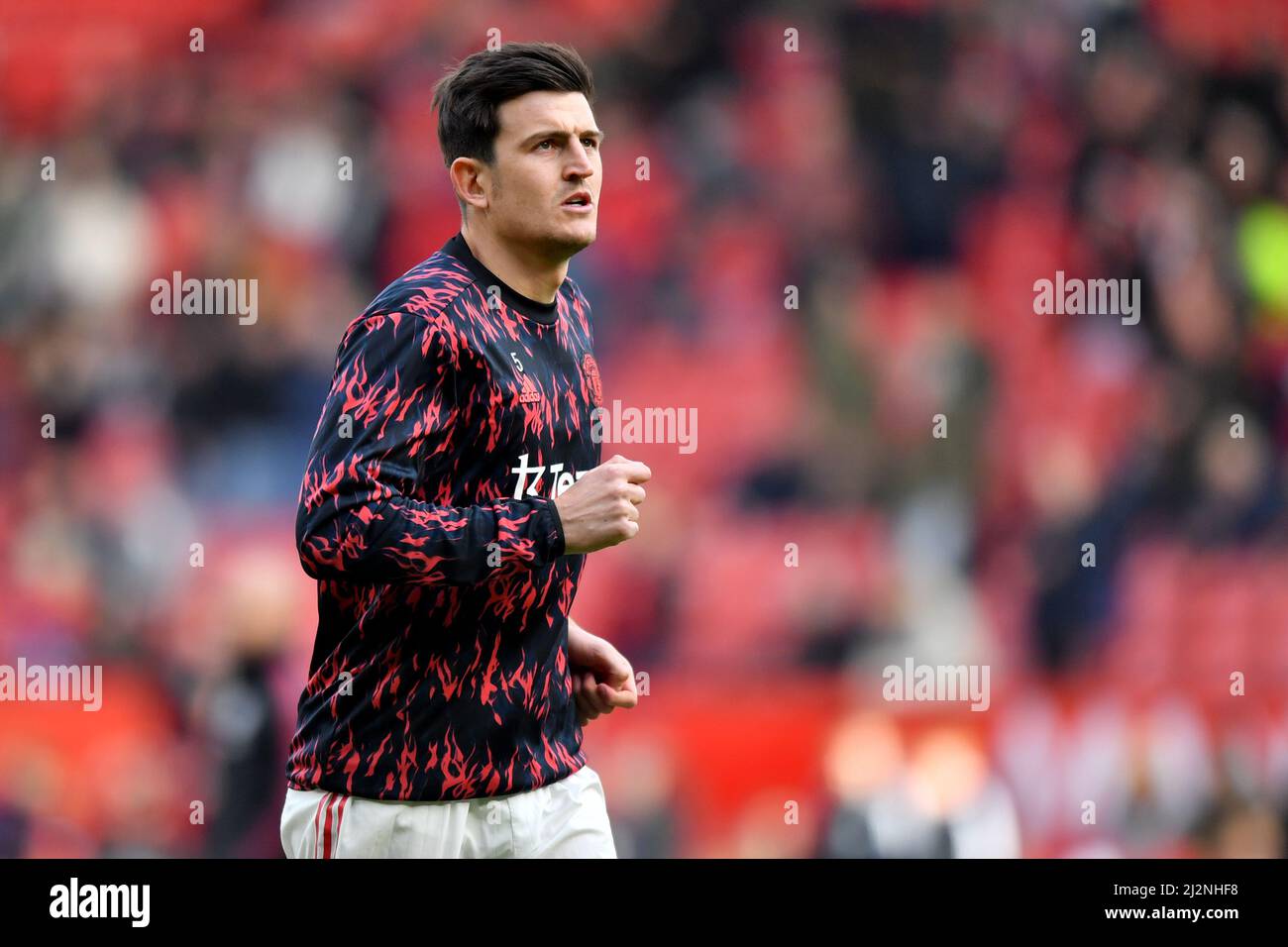 Manchester United's Harry Maguire during the Premier League match at Old Trafford, Greater Manchester, UK. Picture date: Saturday April 2, 2022. Photo credit should read: Anthony Devlin Stock Photo