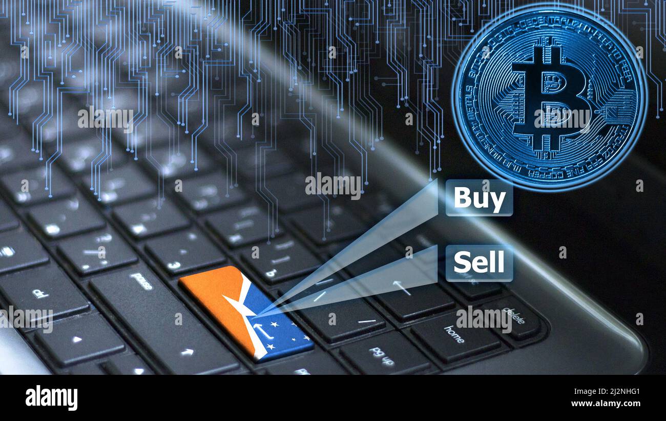 Keyboard with Argentina flag on enter button with bitcoin coin hologram and  online buy and sell concept Stock Photo - Alamy