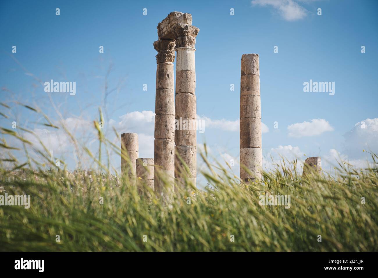Photo of the citadel and the ruins of the roman empires in Amman Jordan Stock Photo