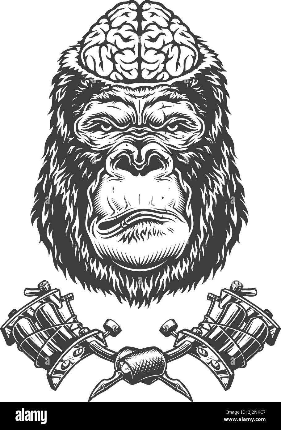 monkey head tattoo 4466646 Vector Art at Vecteezy