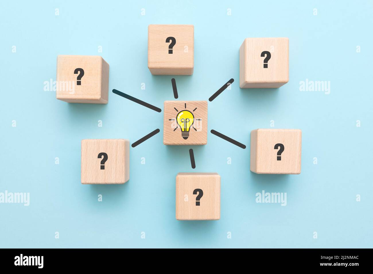 Concept creative idea and innovation with wooden blocks. Thinking idea concept Stock Photo