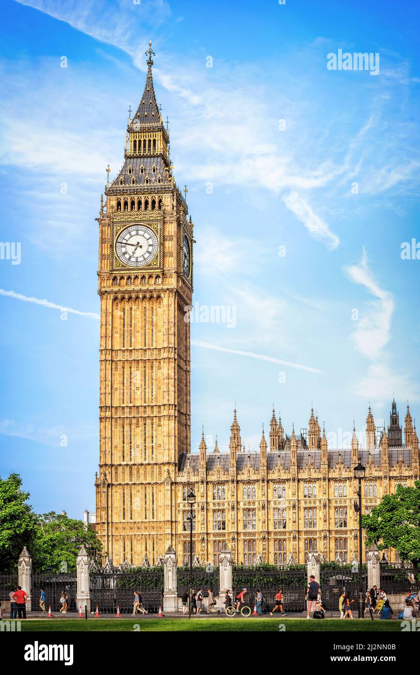 Big Ben - Elizabeth Tower in London. 90-meters high clock tower is ...