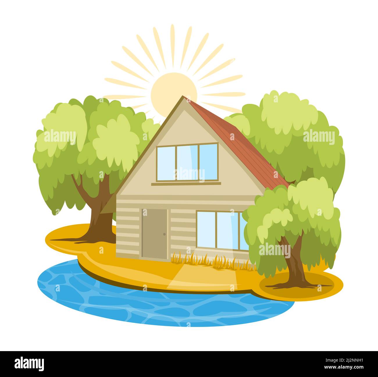 Summer landscape. House surrounded by trees Stock Vector Image & Art ...