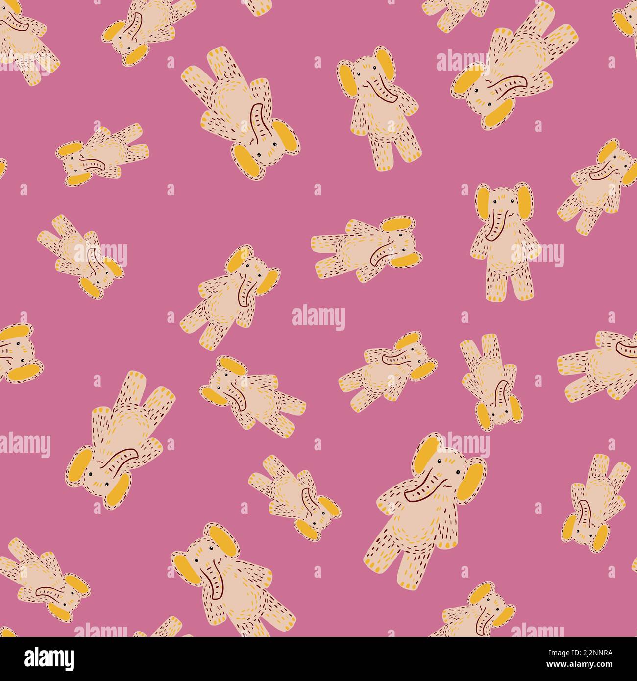 Cute elephant toy seamless pattern. Funny child playthings in doodle ...