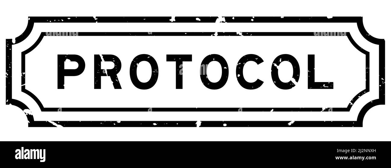 Grunge black protocol word rubber seal stamp on white background Stock ...