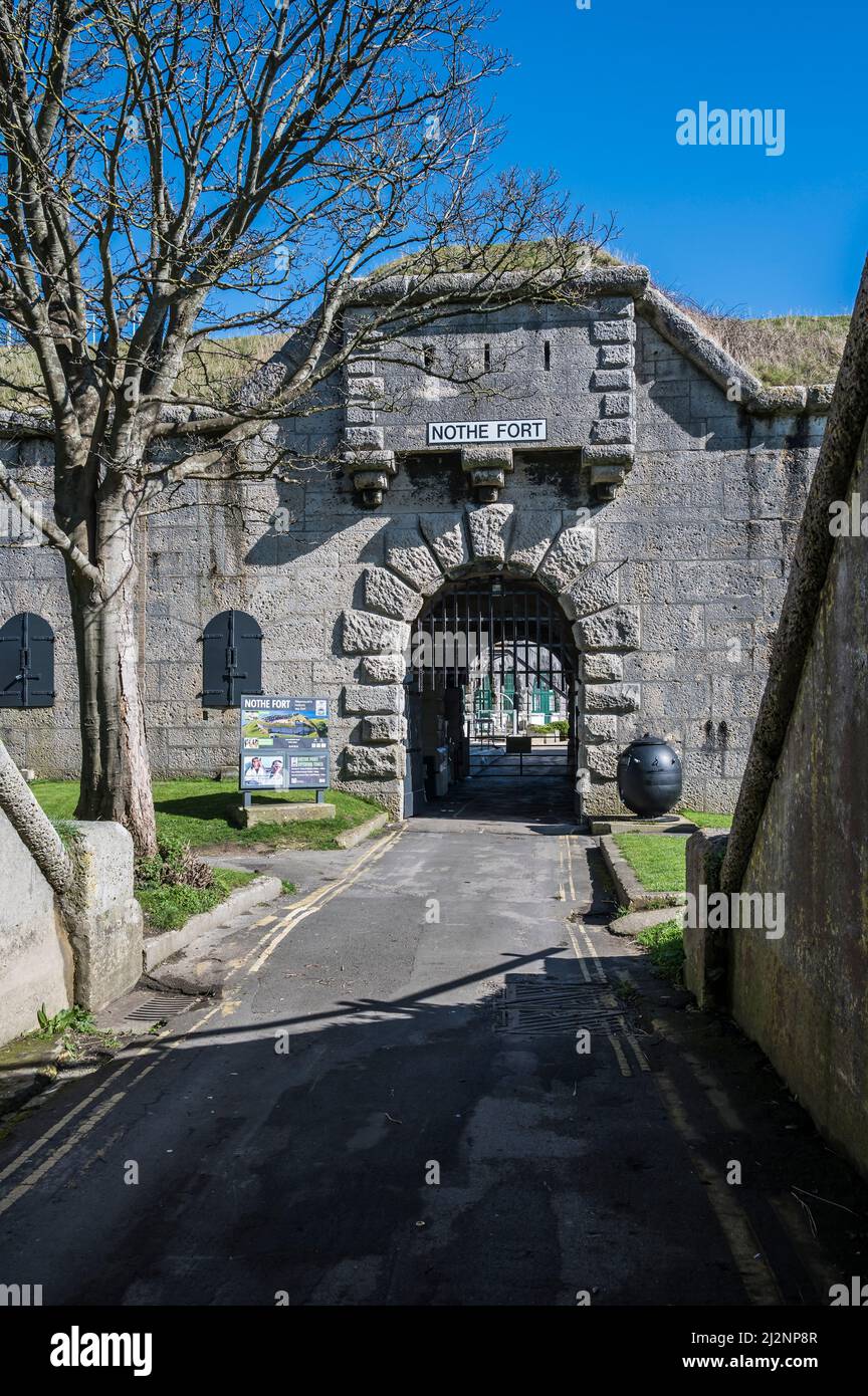 Nothe Fort meaning nose is located above the entrance to Weymouth and