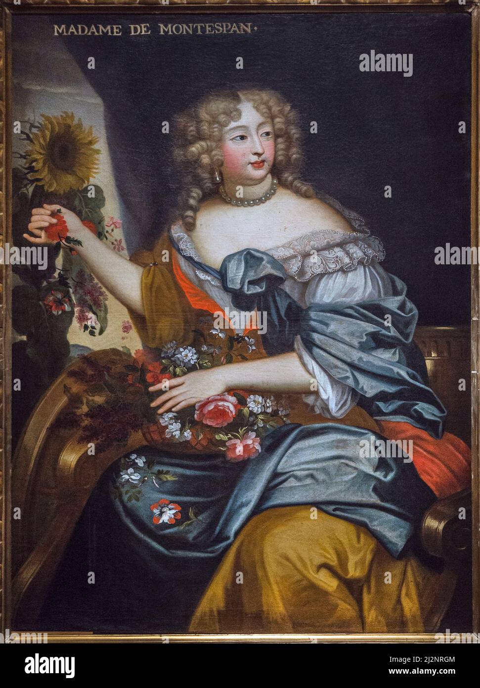 Portrait de Madame de Montespan en flore - Marquise de Montespan -  huile sur toile- 17eme siecle - Le Mans Musée de Tessé Stock Photo