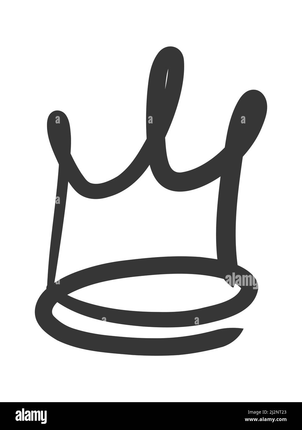 Doodle king queen crown. Hand drawn logo black set. Vector kingdom ...
