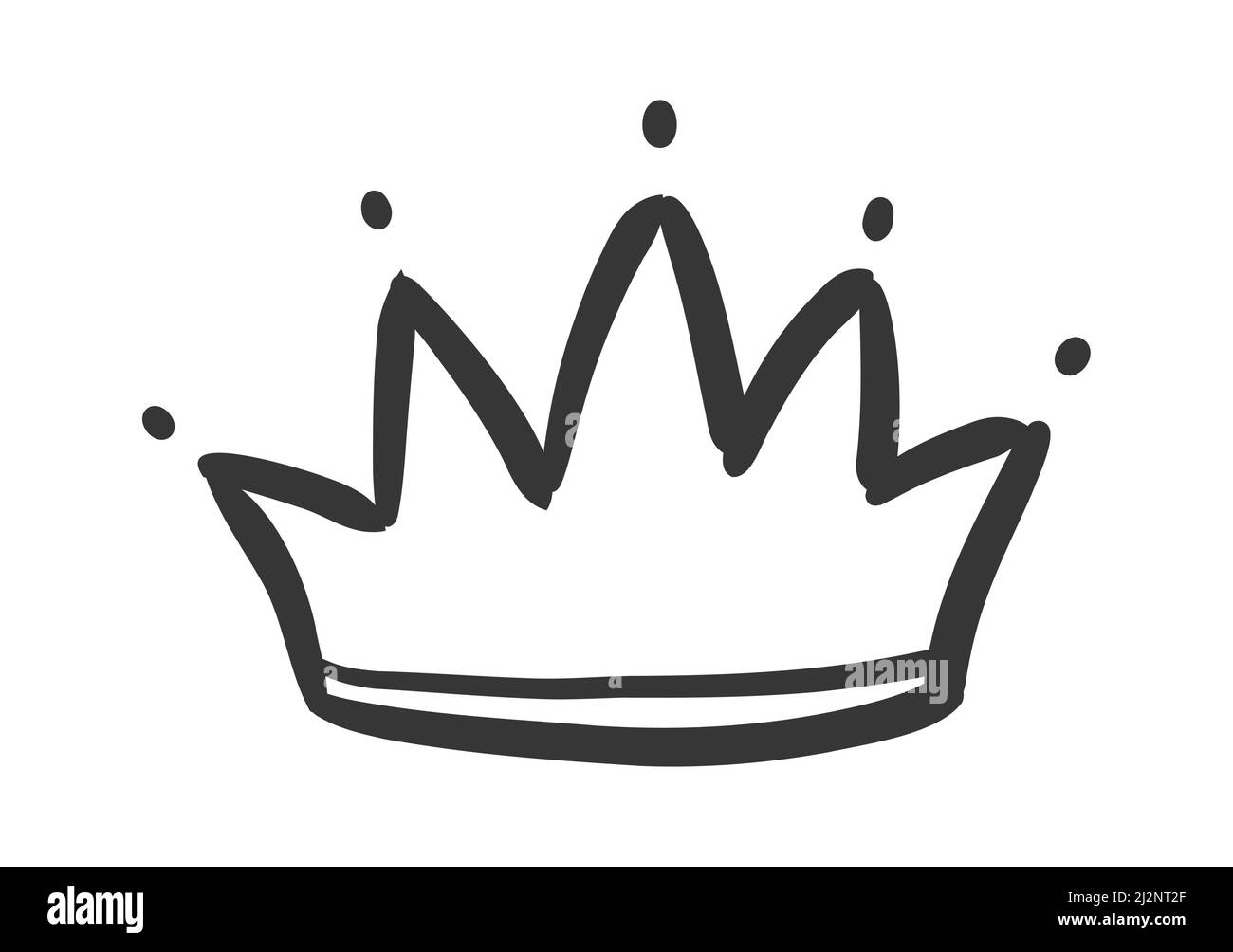 Doodle king queen crown. Hand drawn logo black set. Vector kingdom ...