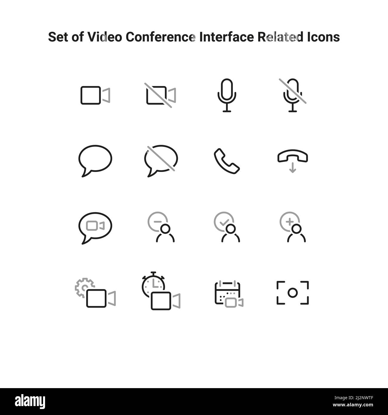 Simple Set of Video Conference Interface Related Vector Line Icons. Contains such Icons as Share