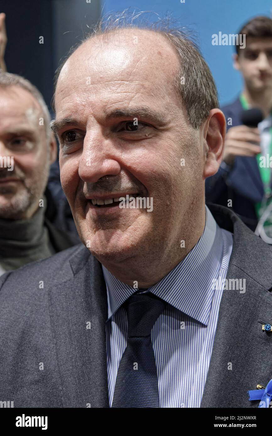 Paris La Défense Arena, France. 02nd Apr, 2022. Jean Castex attends the first campaign meeting of Emmanuel Macron, President of the Republic candidate Stock Photo