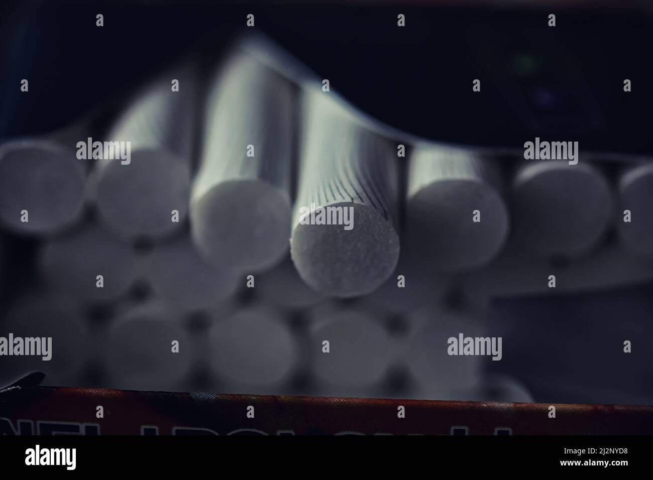 Tobacco smoking. Cigarettes in pack. Harmful deadly habit of smoking