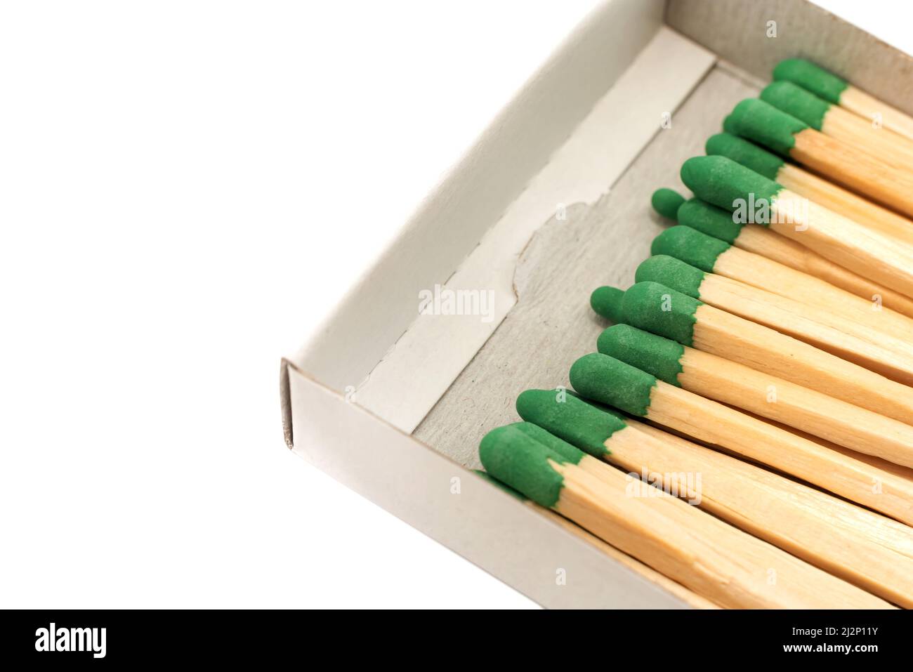 Green matches on a white background. Isolate of matches for lighting a