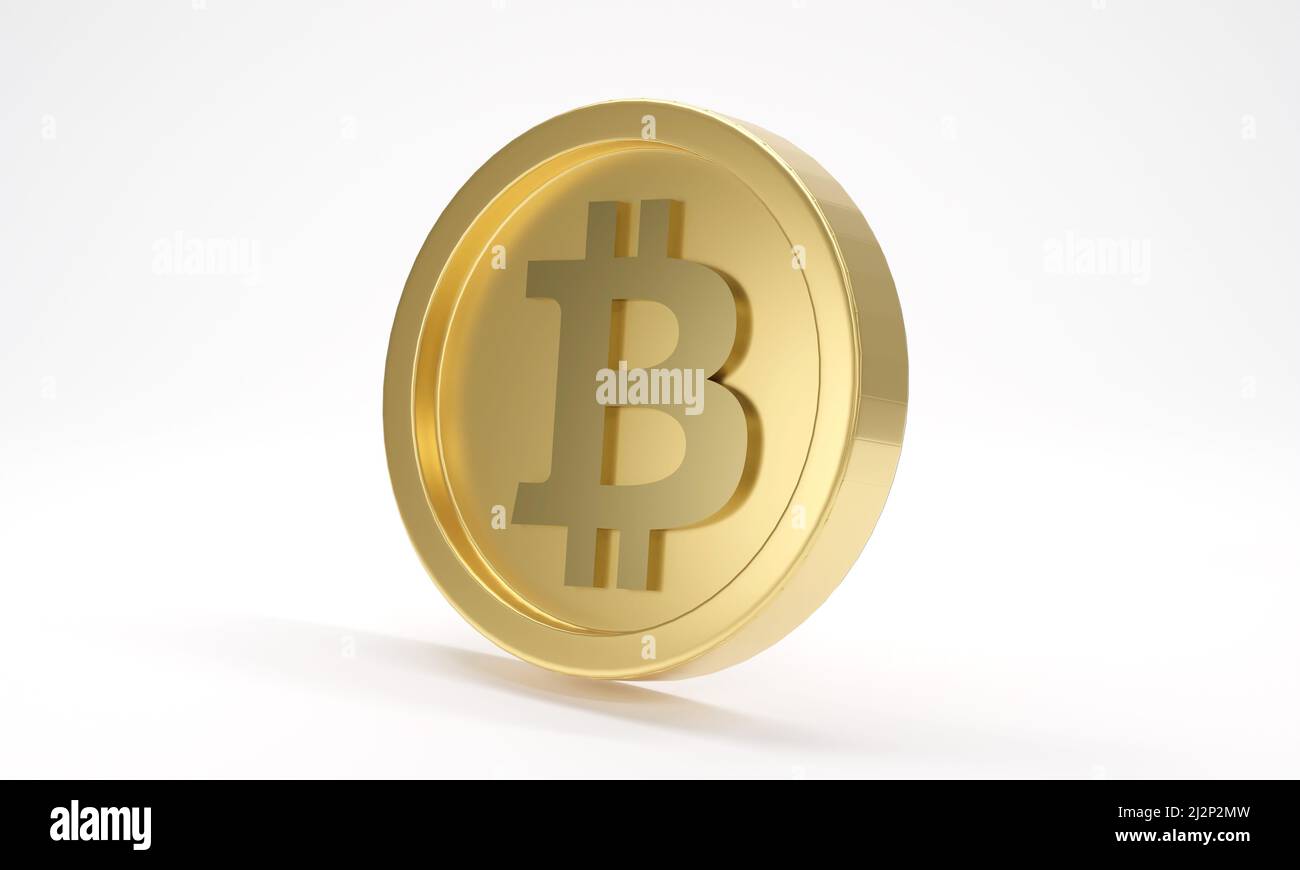 Coin bitcoin on a white background. 3d rendering Stock Photo