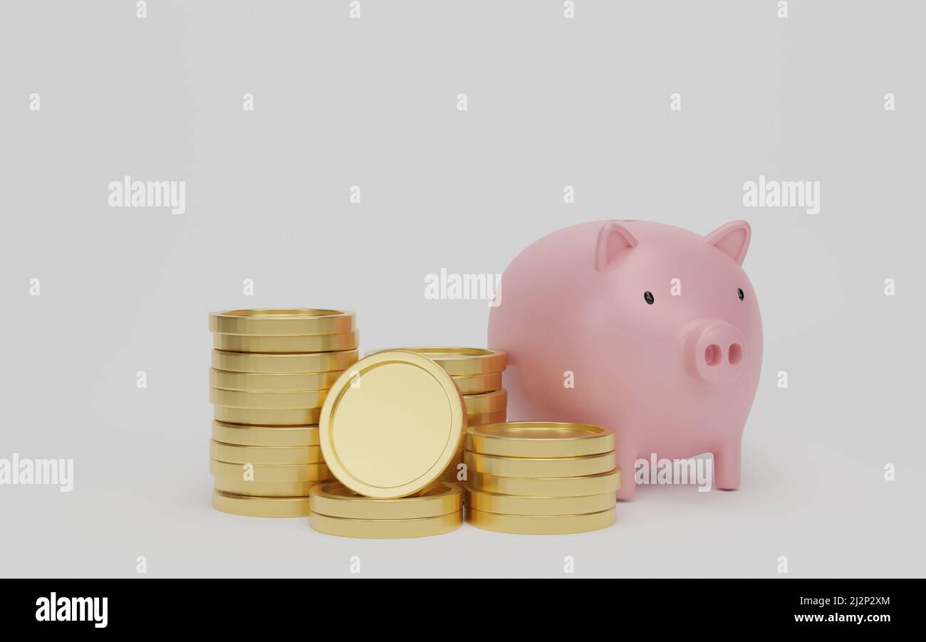 Golden Piggy Bank Isolated Stock Photo - Alamy