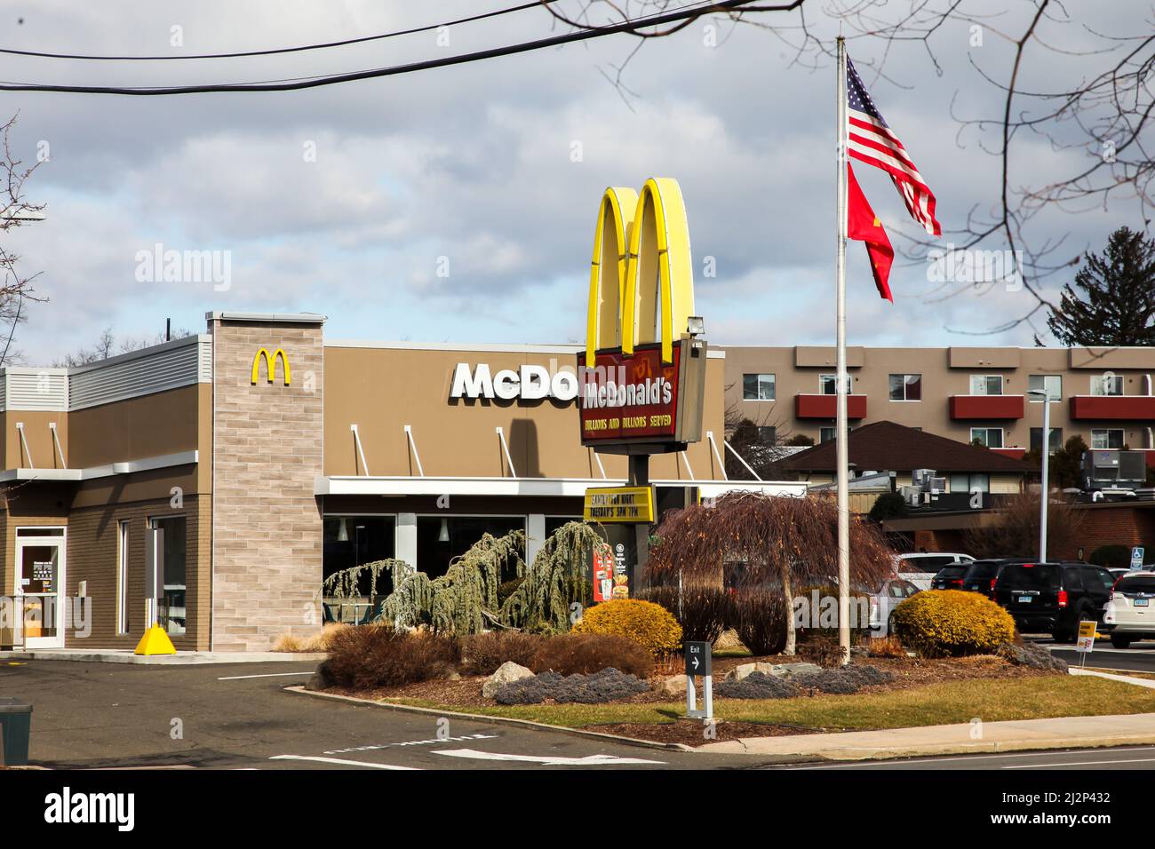 NORWALK, CT - FEBRUARY  03, 2020: McDonald's store exterior building facade on Connecticut Ave Stock Photo