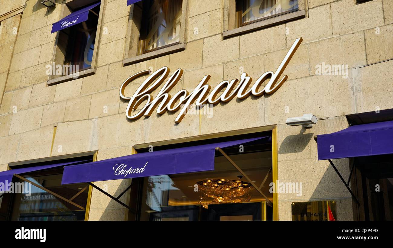 Side view of a chopard luxury store in Düsseldorf/Germany. Chopard is a family-owned Swiss manufacturer of luxury watches, jewelry and accessories. Stock Photo