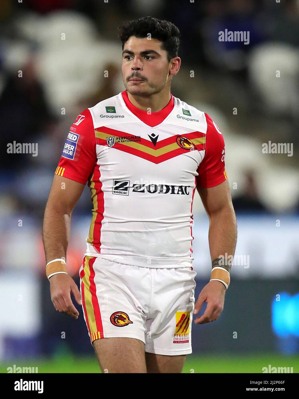 Catalans' Mathieu Cozza during the Betfred Super League match at the John Smith's Stadium, Huddersfield. Picture date: Friday April 1, 2022. Stock Photo