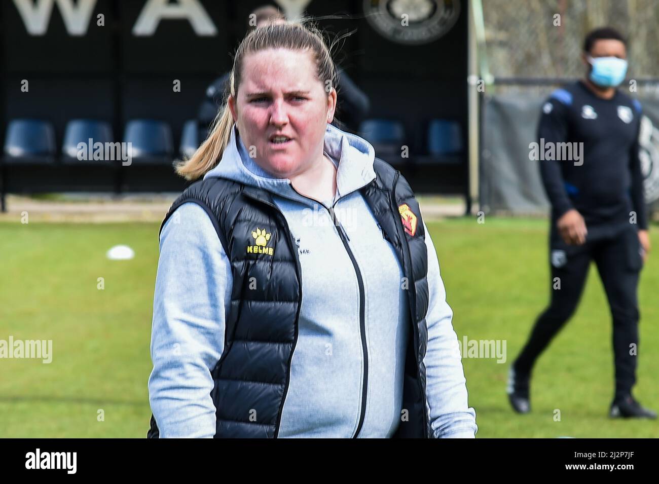 London, UK. 03rd Apr, 2022. Laura Dyre Joint Head Coach (Joint Head Coach watfors) during the FA Womens Championship football match between Watford and Durham at The Orbital Fasteners Stadium in Kings Langley, England. Kevin Hodgson /SPP Credit: SPP Sport Press Photo. /Alamy Live News Stock Photo