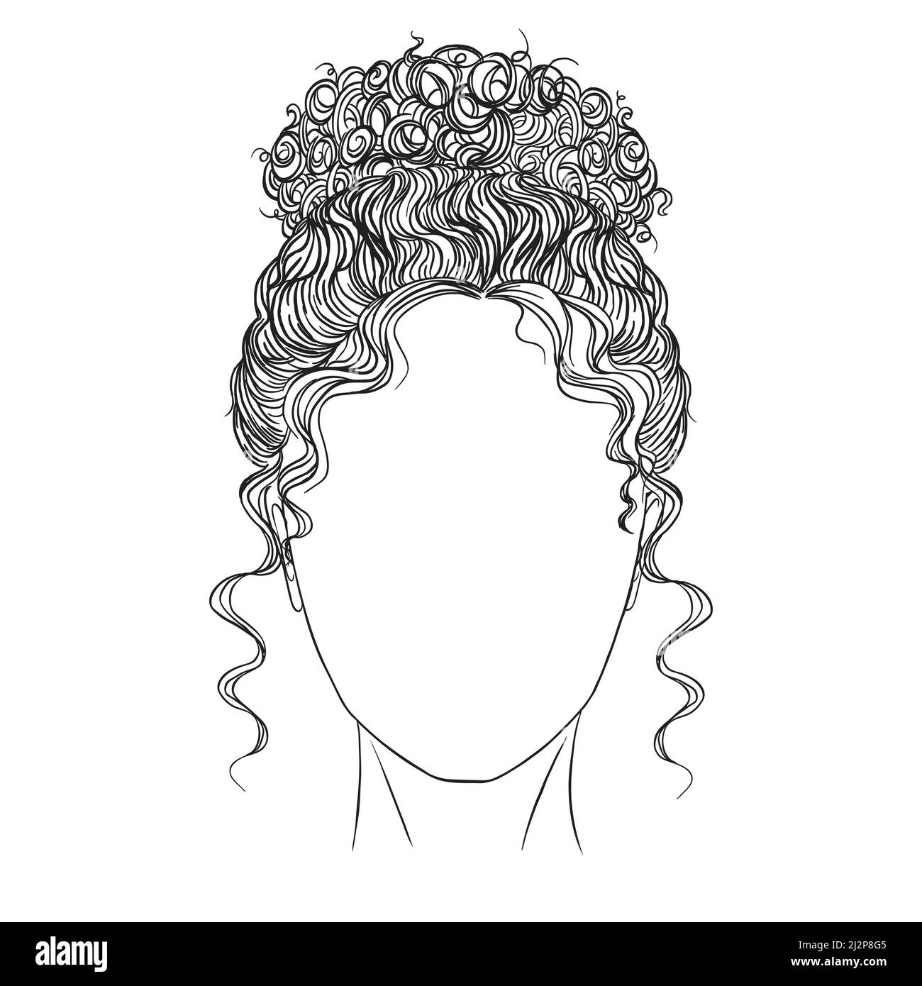 Art Sketch Of A Beautiful Woman With Curly Hair Concept Illustration
