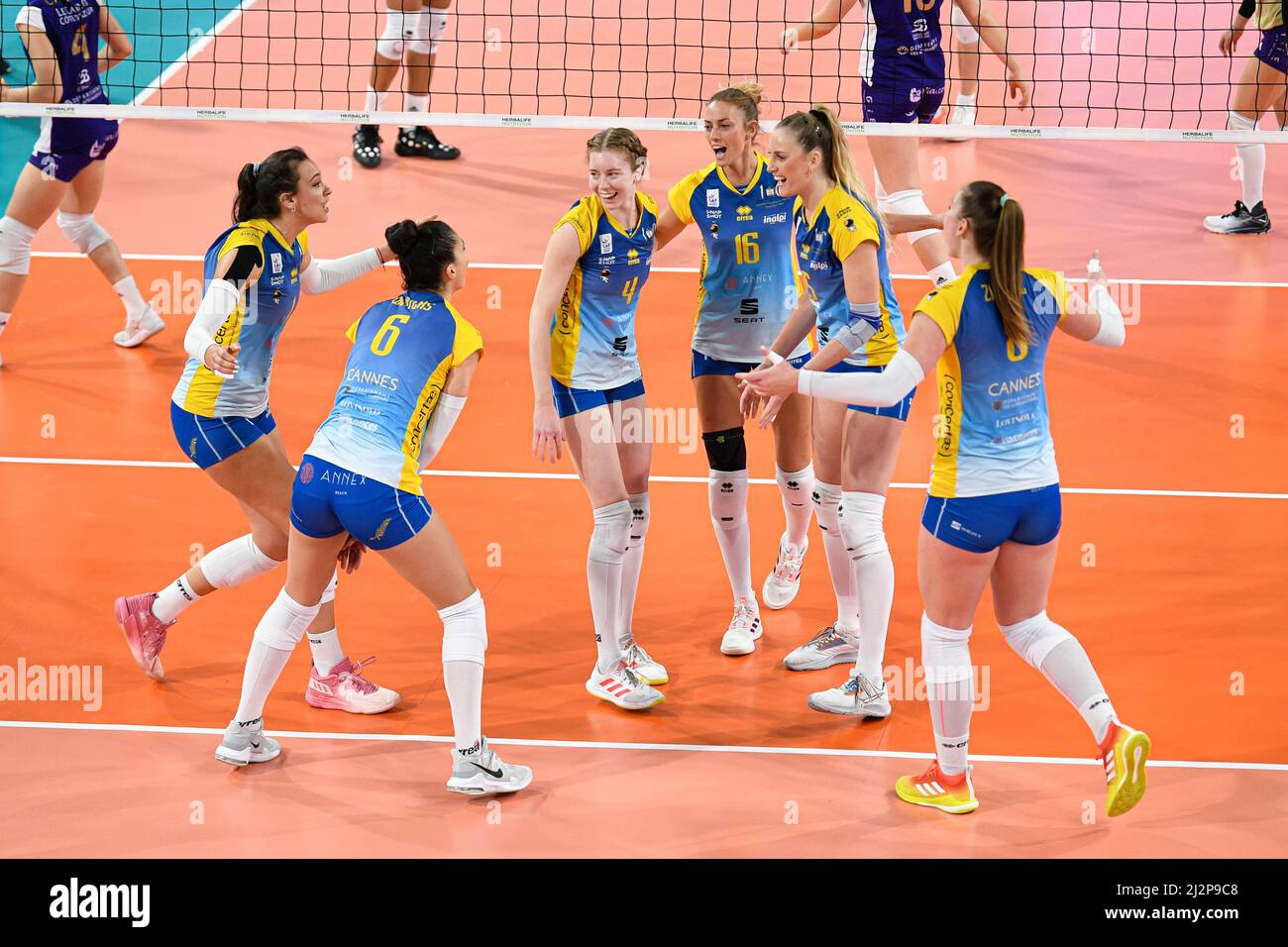 Paris, France. 02nd Apr, 2022. Players of RC Cannes team during the ...
