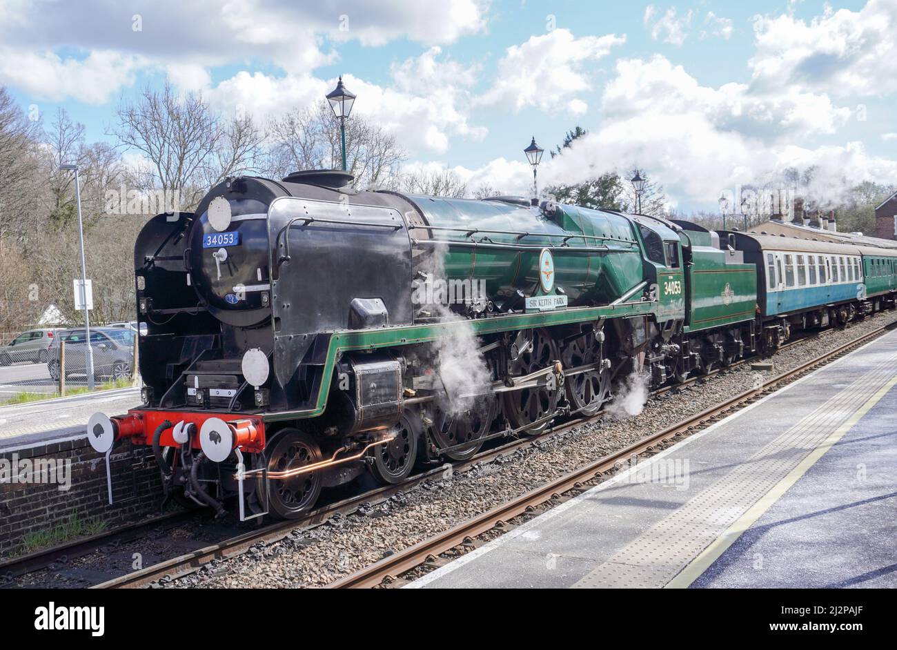 Battle of Britain Class 'Sir Keith Park' at Eridge -2 Stock Photo