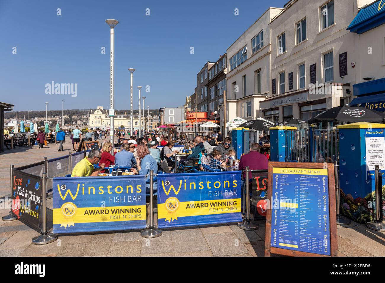Popular Fish and Chip shop -  Winston's Fish Bar in Beach Road, Weston Super Mare, North Somerset, England, UK Stock Photo