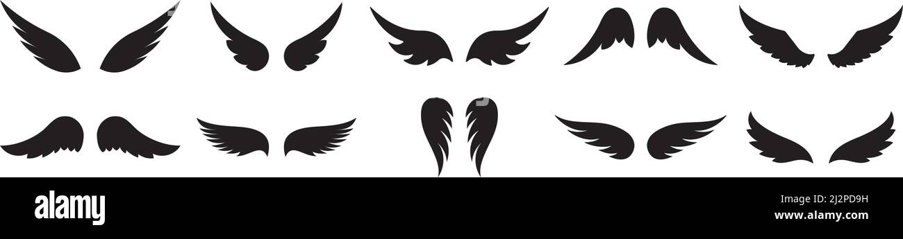 Set of ten black vector wings for your design Stock Vector Image & Art ...