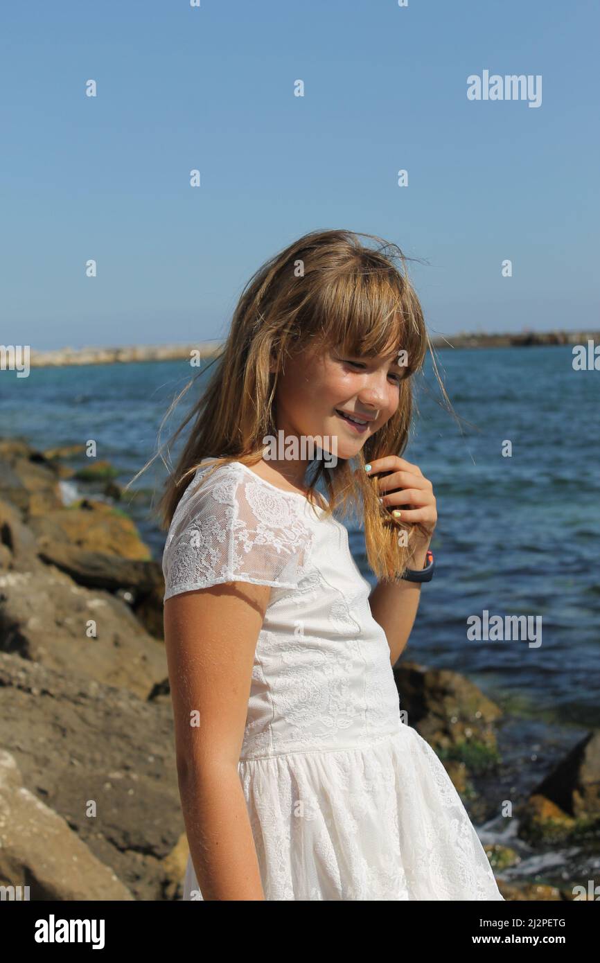 A child with lollipop, happy child, childhood, happiness, summer vibes Stock Photo