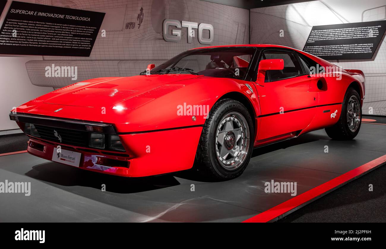 A Ferrari car model GTO of 1984 in the Ferrari museum of Maranello - Italy Stock Photo