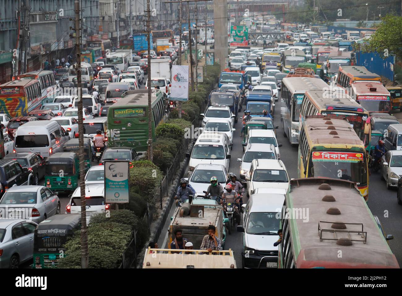 Dhaka, Bangladesh March 03, 2022 Traffic jam in Banani area of Dhaka