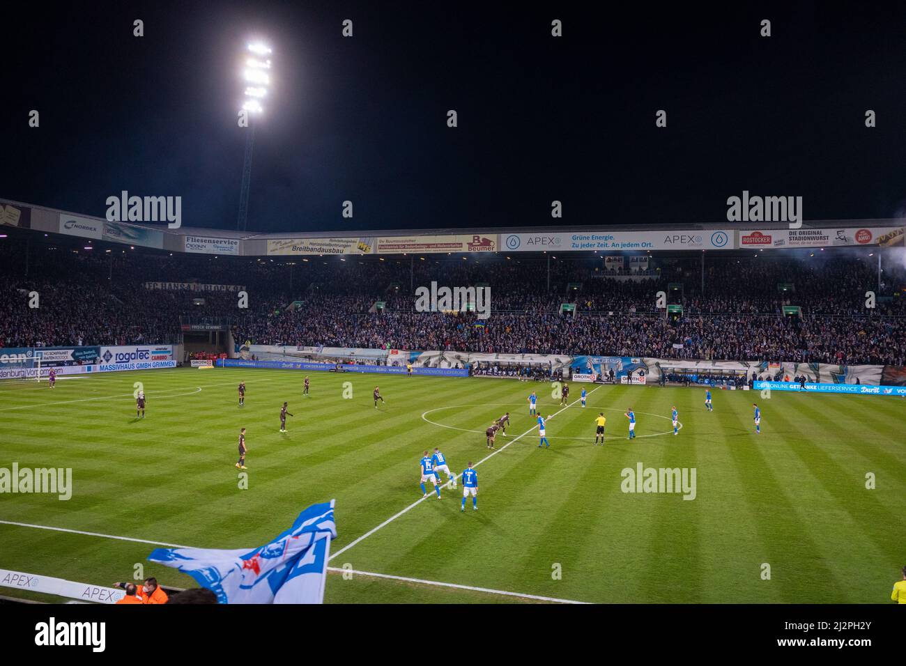 The football match of Hansa Rostock against St. Pauli in Rostock