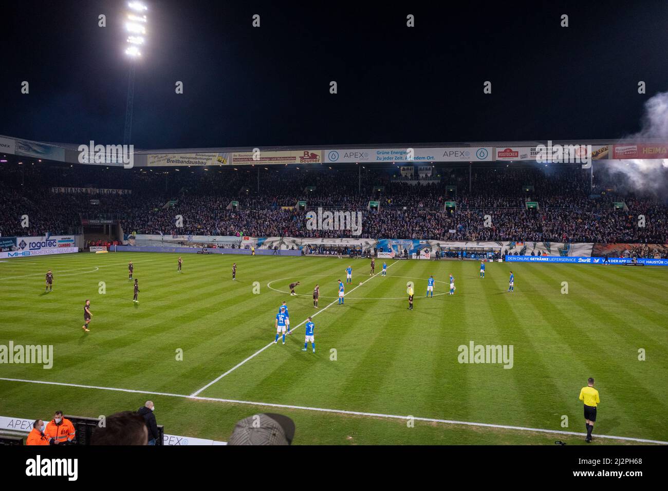 The football match of Hansa Rostock against St. Pauli in Rostock
