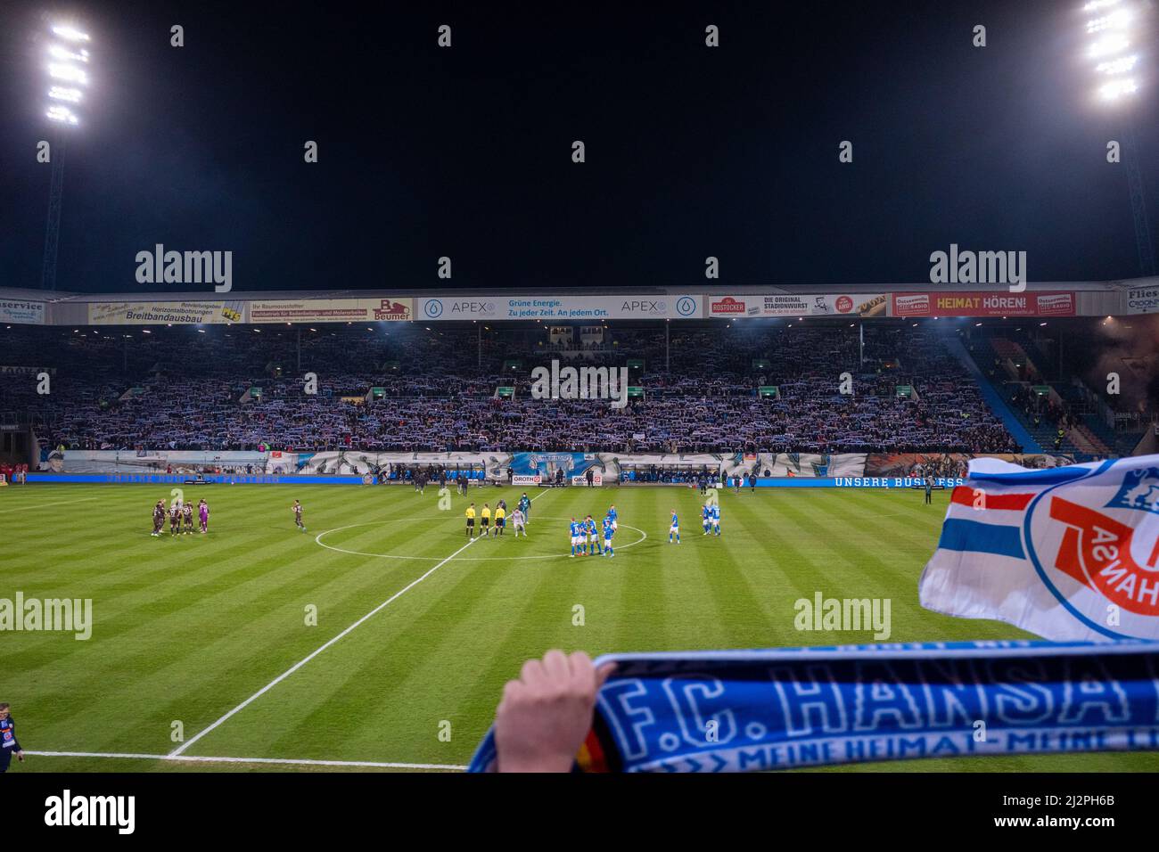 The football match of Hansa Rostock against St. Pauli in Rostock